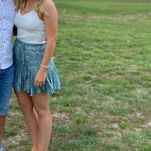 Floral Mini Skirt in Sage Green